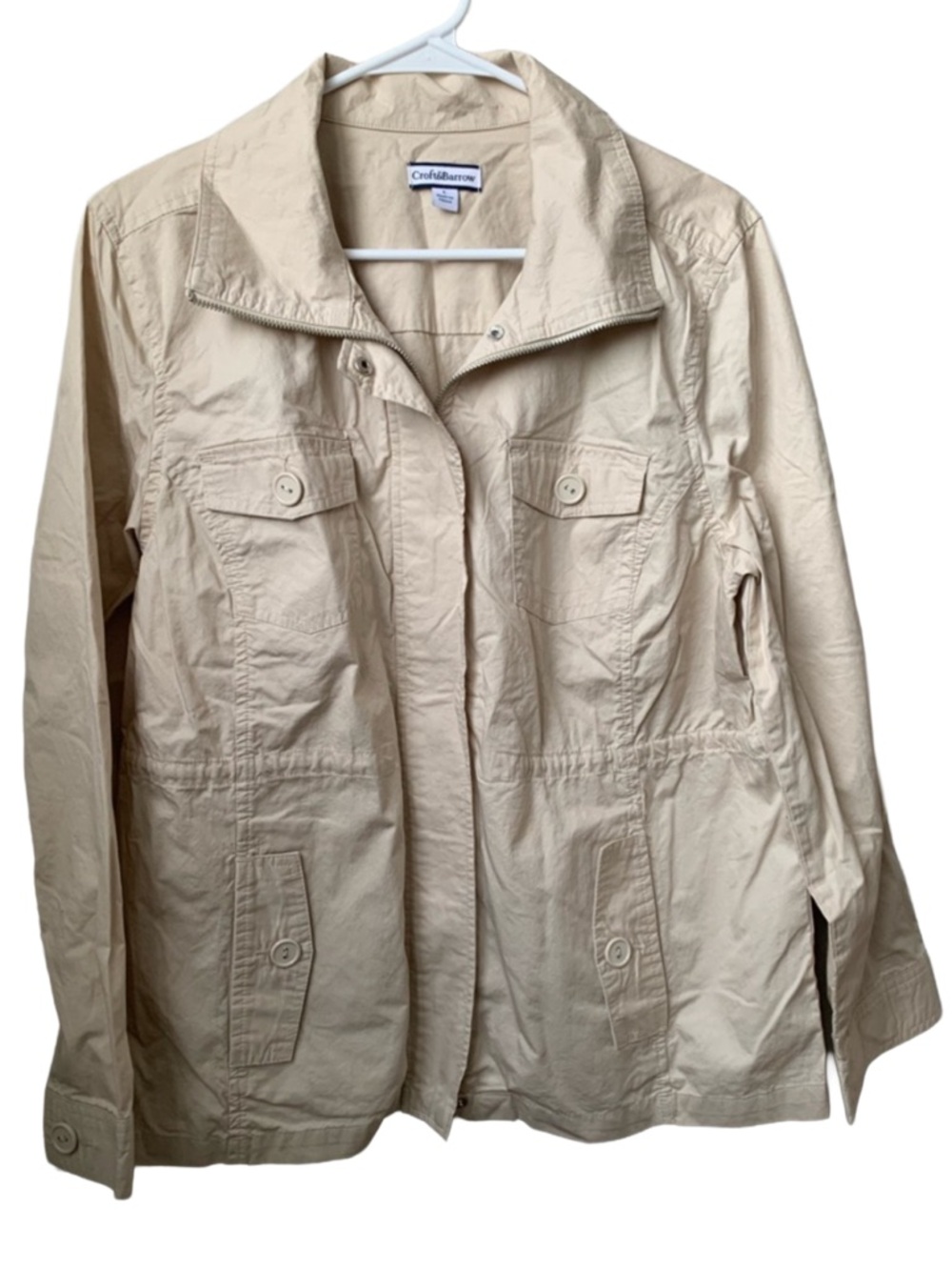 CROFT & BARROW Women’s Cream Long Sleeve Unlined Zipper Front Cotton Jacket